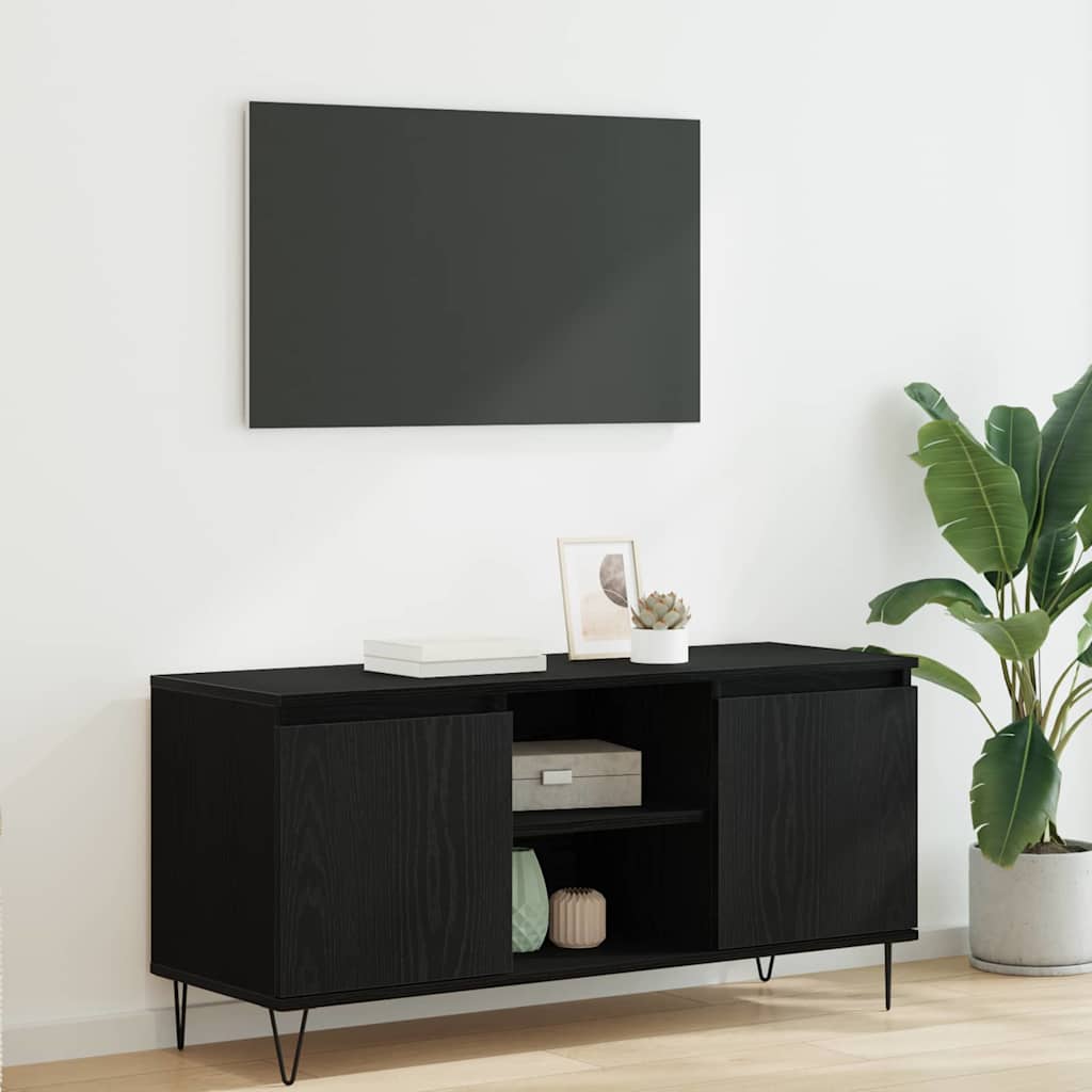 TV-Schränk Schwarz Eichen-Optik 104 x 35 x 50 cm Holzwerkstoff