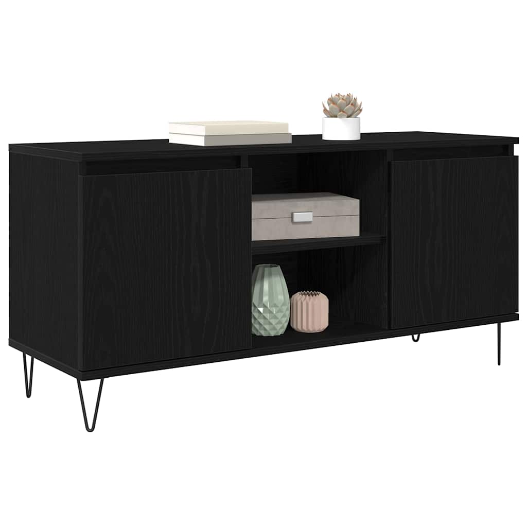 TV-Schränk Schwarz Eichen-Optik 104 x 35 x 50 cm Holzwerkstoff