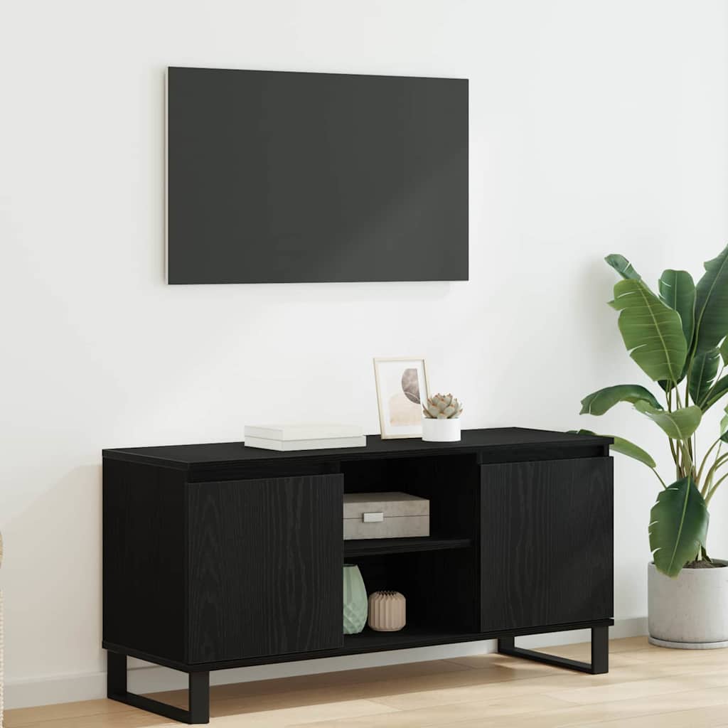TV-Schränk Schwarz Eichen-Optik 104 x 35 x 50 cm Holzwerkstoff