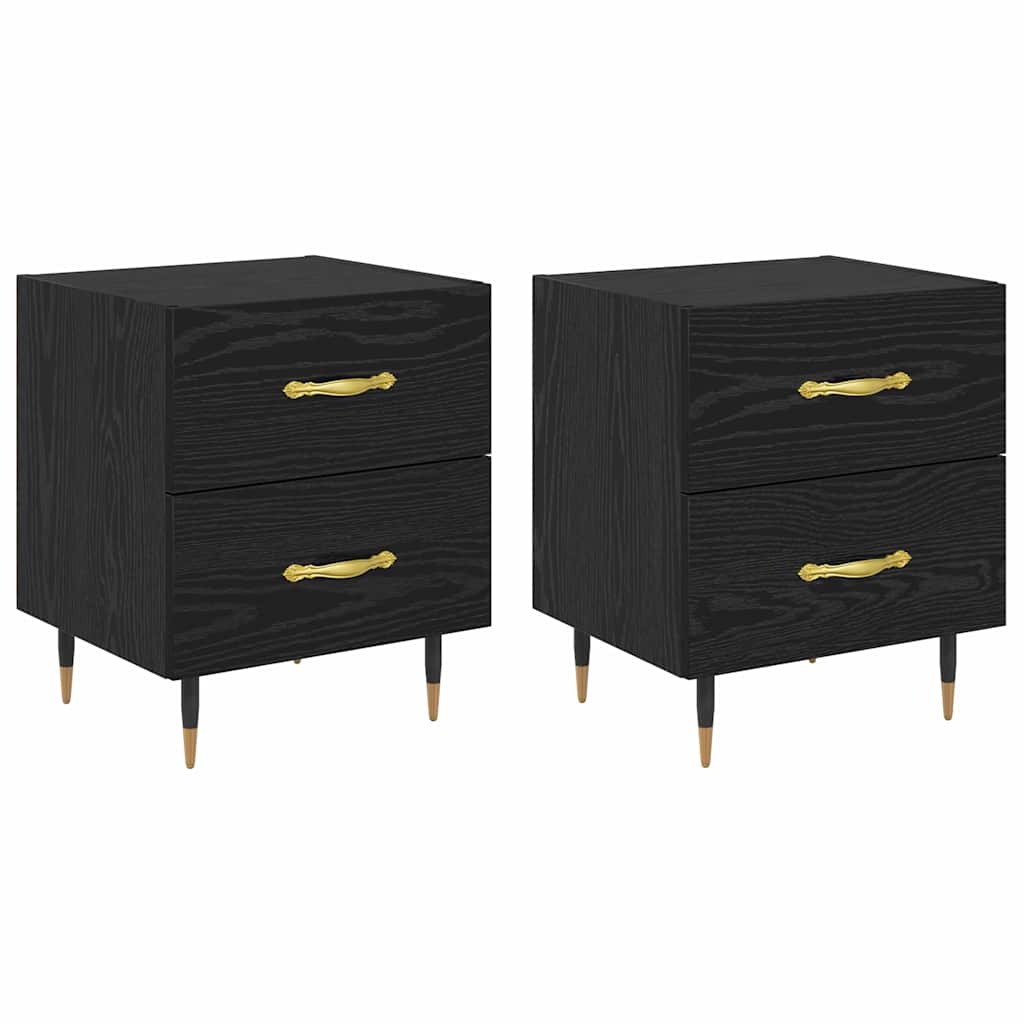 Nachttisch 2 pcs Schwarz Eichen-Optik 40 x 35 x 47,5 cm