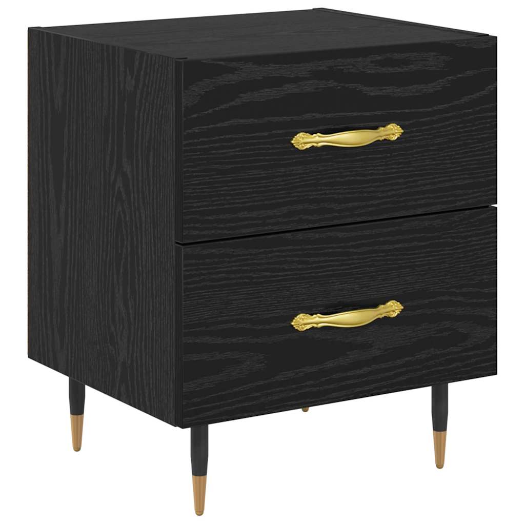 Nachttisch 2 pcs Schwarz Eichen-Optik 40 x 35 x 47,5 cm
