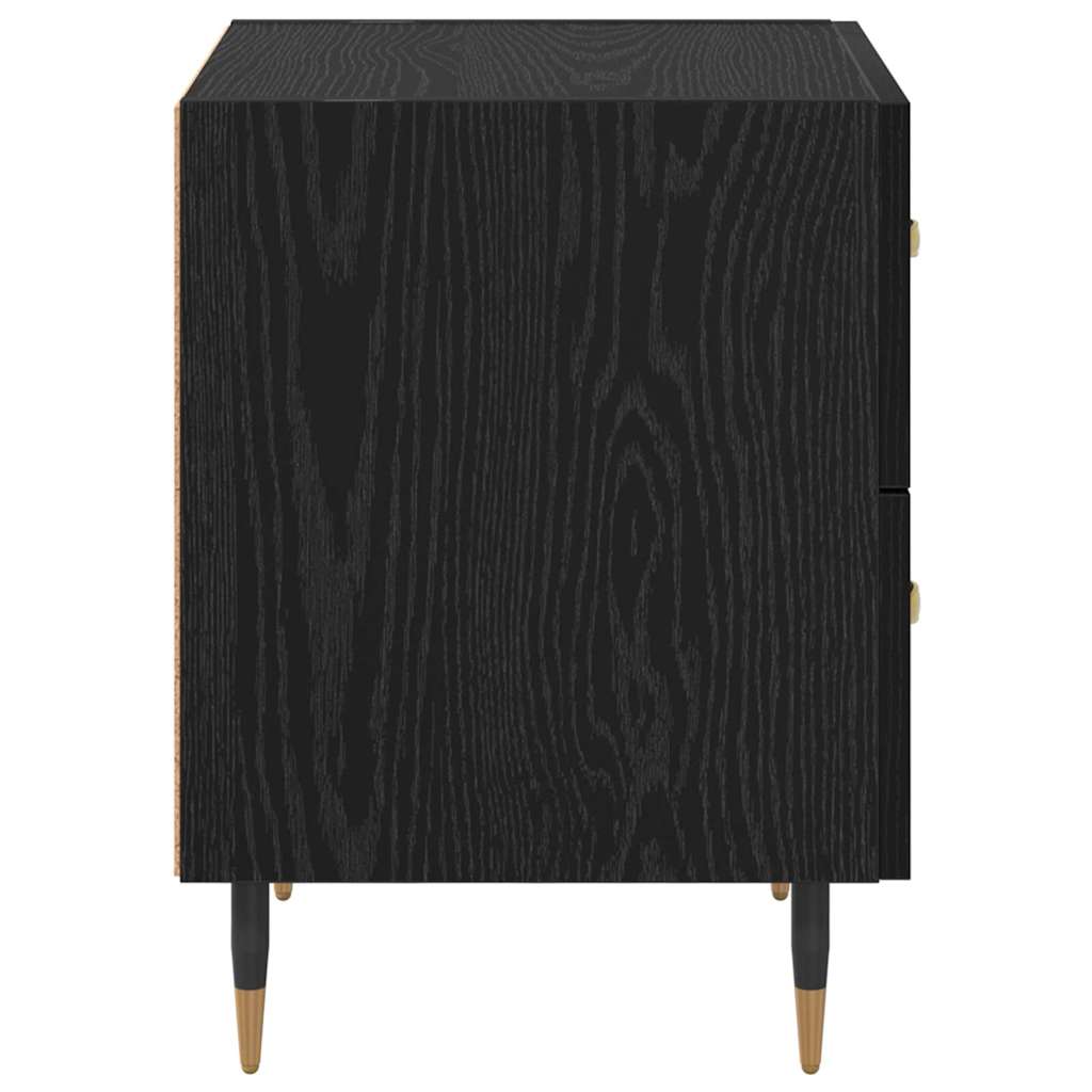 Nachttisch 2 pcs Schwarz Eichen-Optik 40 x 35 x 47,5 cm
