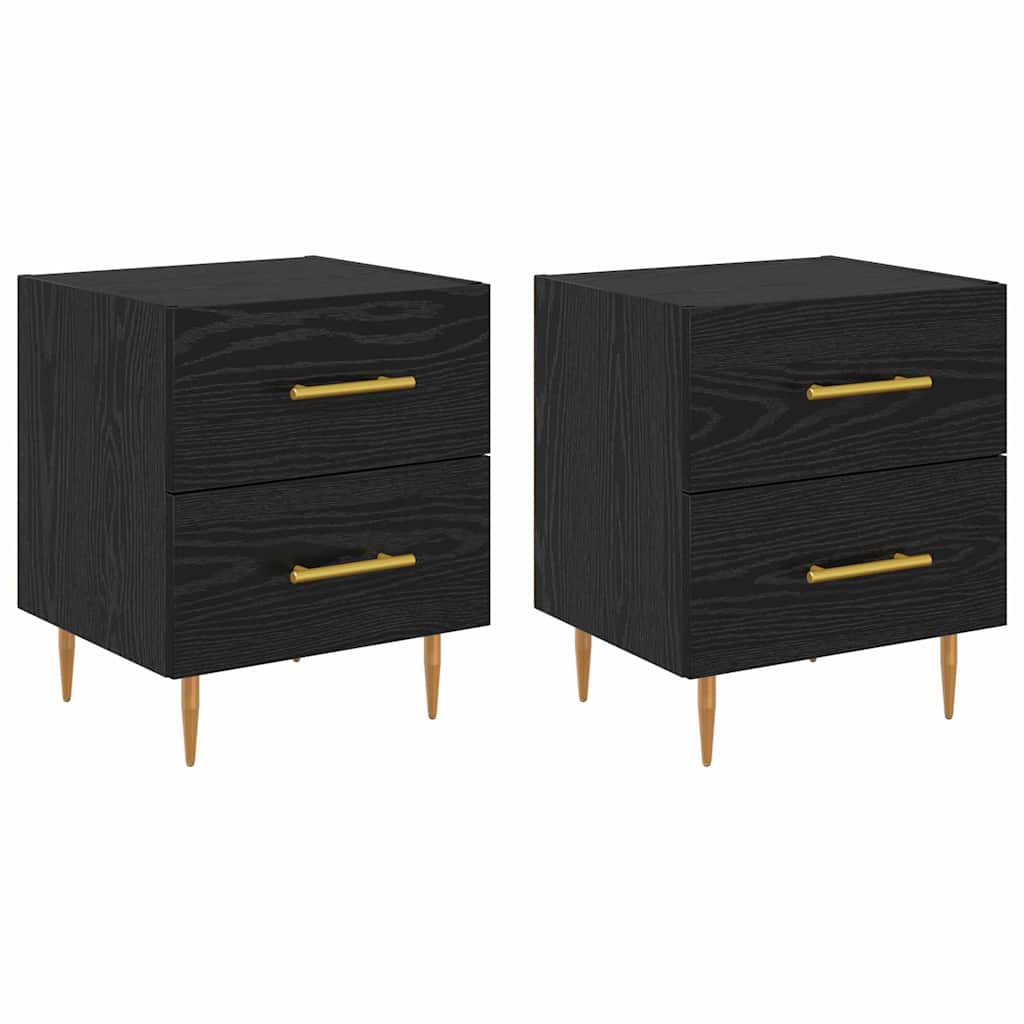 Nachttisch 2 pcs Schwarz Eichen-Optik 40 x 35 x 47,5 cm