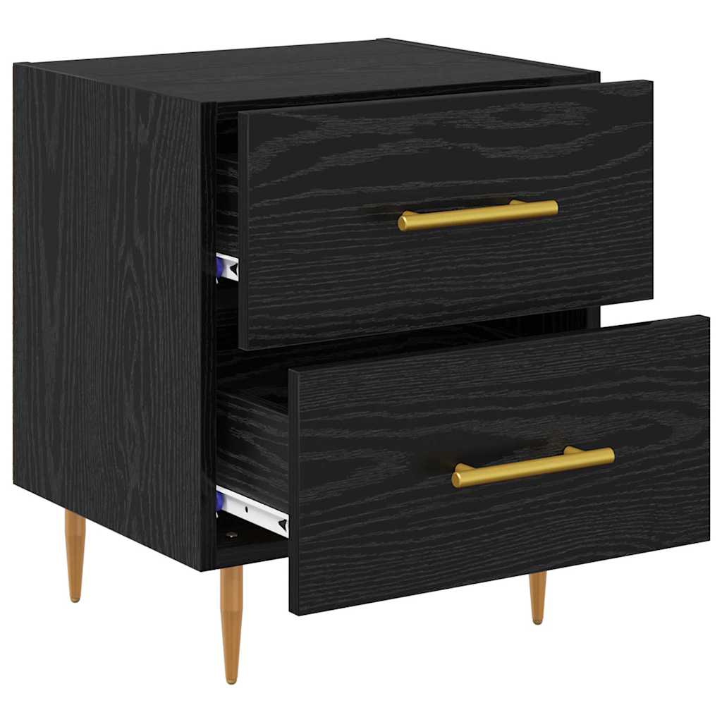 Nachttisch 2 pcs Schwarz Eichen-Optik 40 x 35 x 47,5 cm