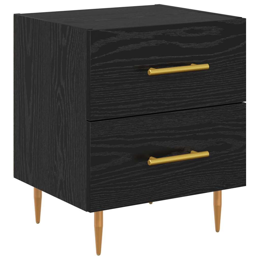 Nachttisch 2 pcs Schwarz Eichen-Optik 40 x 35 x 47,5 cm