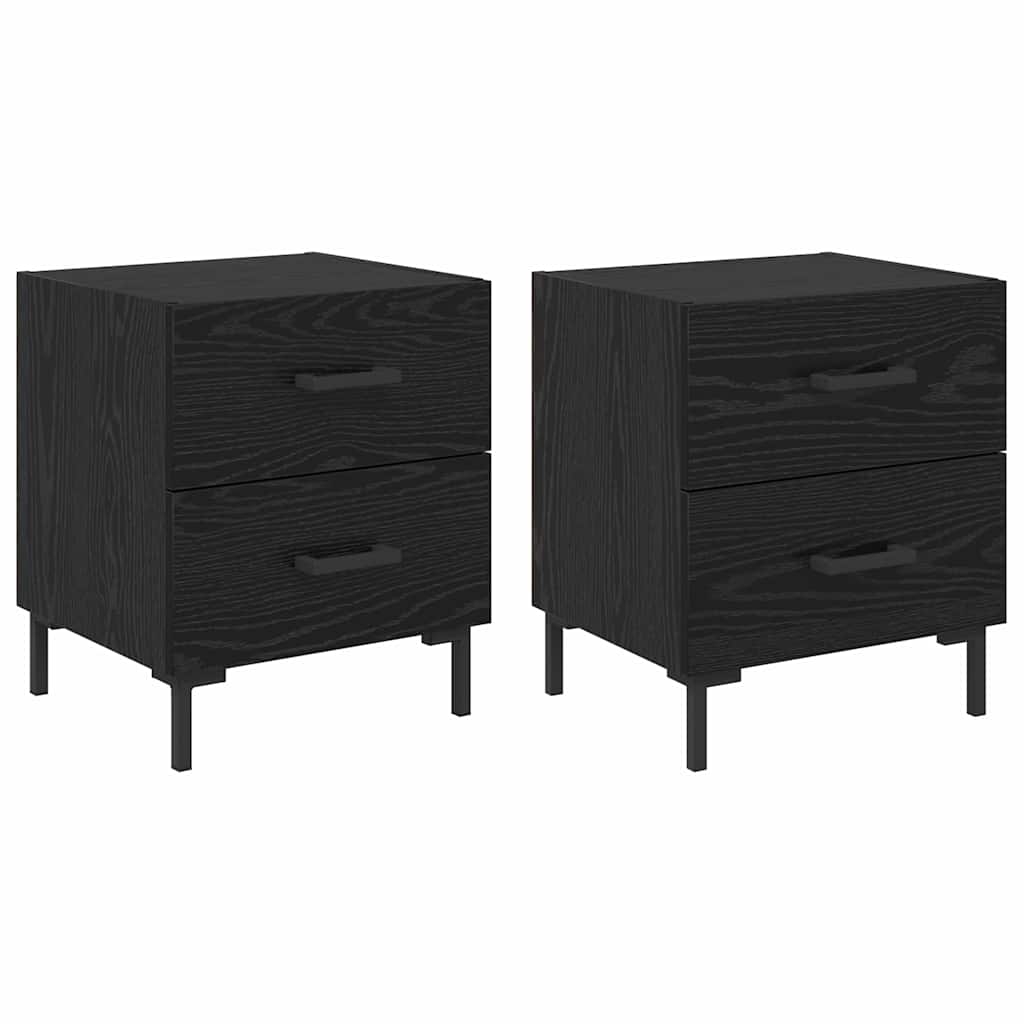 Nachttisch 2 pcs Schwarz Eichen-Optik 40 x 35 x 47,5 cm