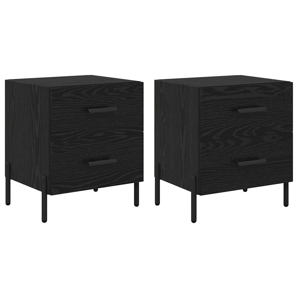 Nachttisch 2 pcs Schwarz Eichen-Optik 40 x 35 x 47,5 cm