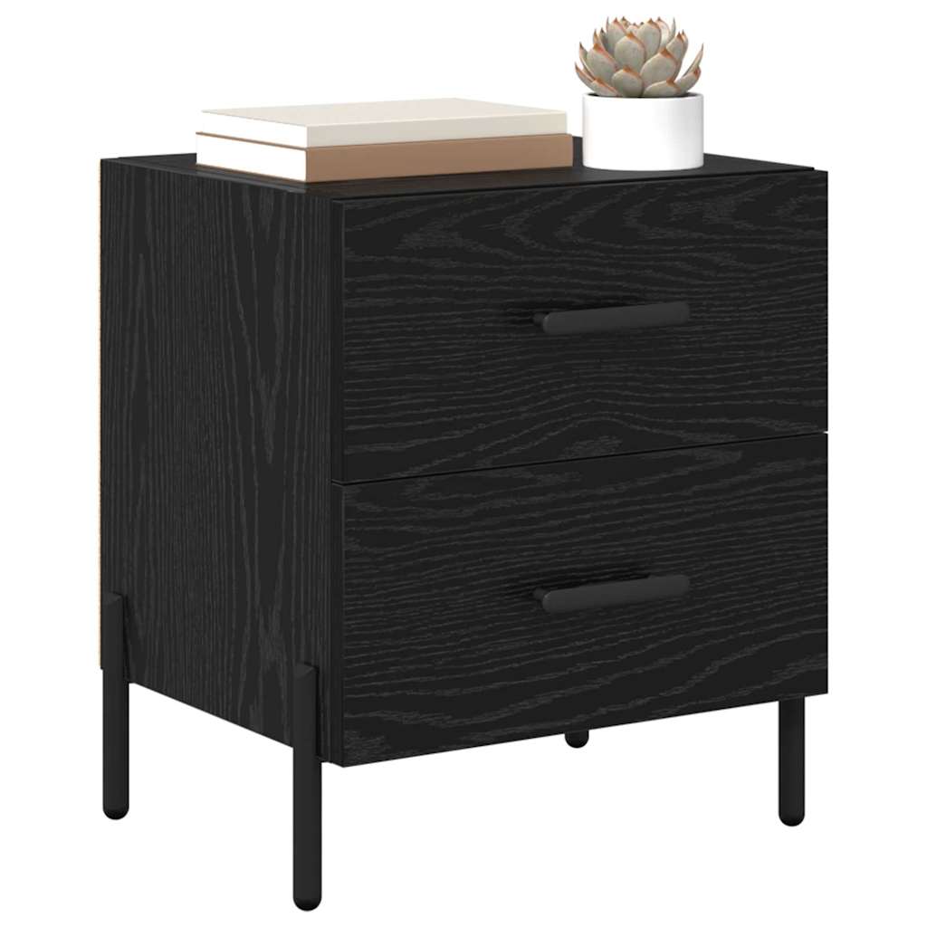 Nachttisch 2 pcs Schwarz Eichen-Optik 40 x 35 x 47,5 cm