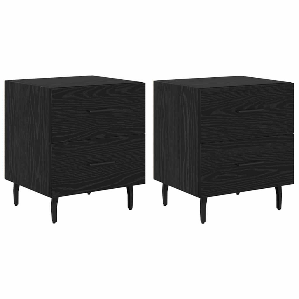 Nachttisch 2 pcs Schwarz Eichen-Optik 40 x 35 x 47,5 cm