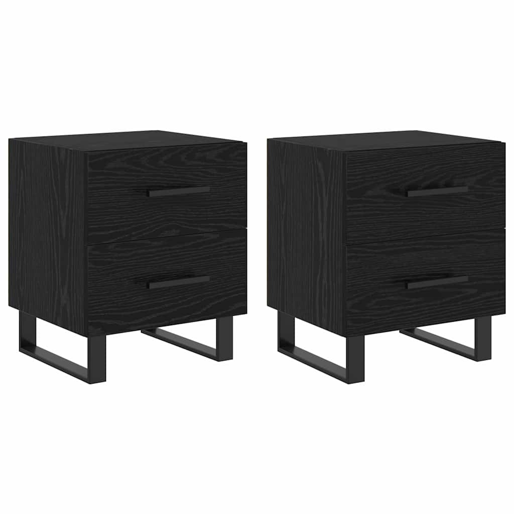 Nachttisch 2 pcs Schwarz Eichen-Optik 40 x 35 x 47,5 cm