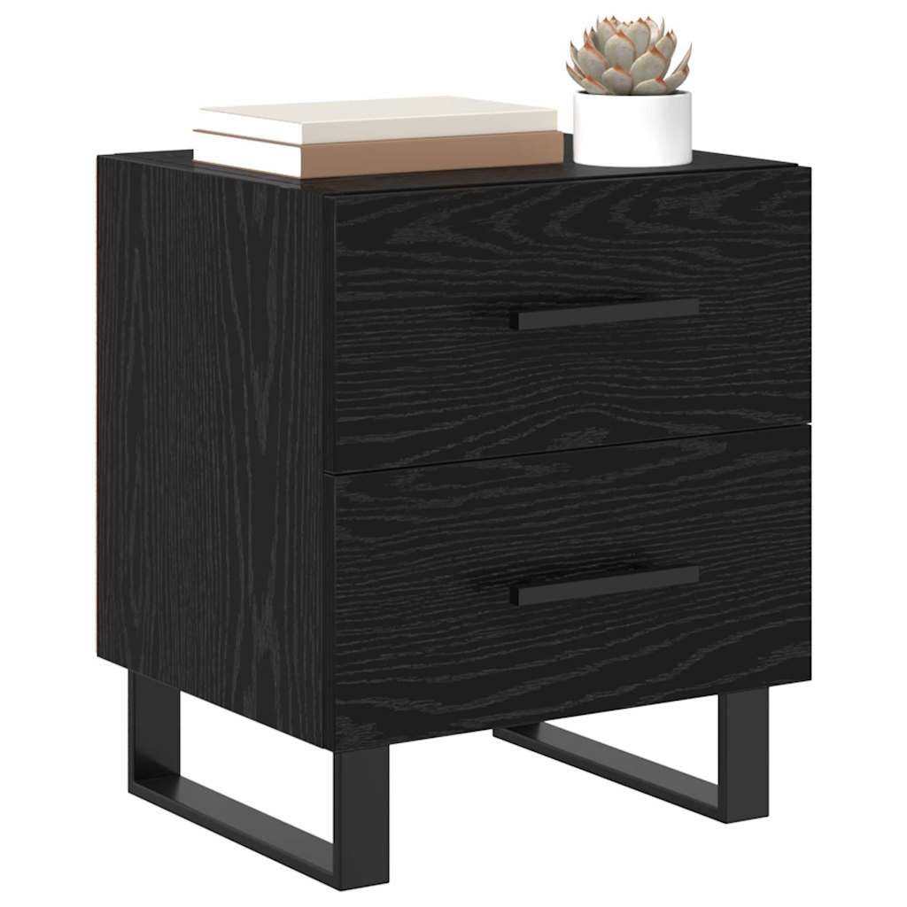 Nachttisch 2 pcs Schwarz Eichen-Optik 40 x 35 x 47,5 cm