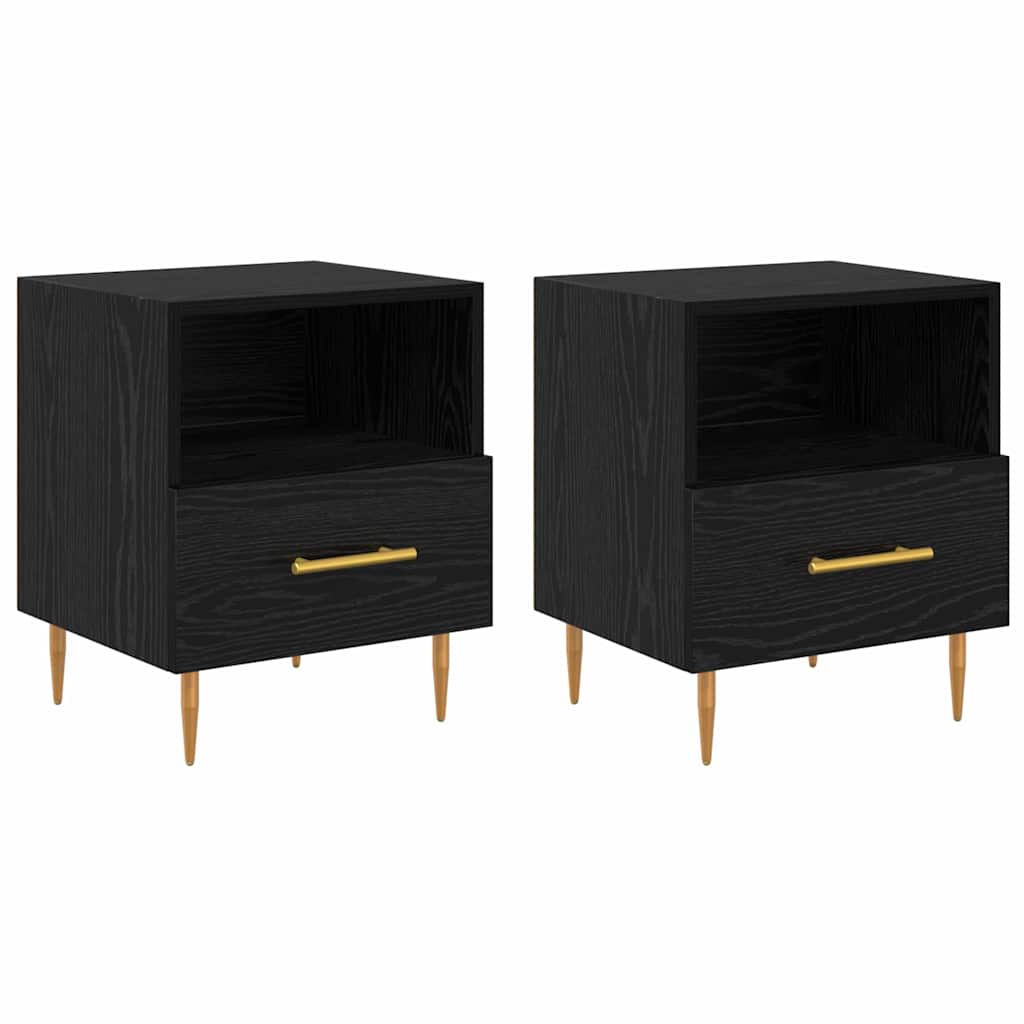 Nachttisch 2 pcs Schwarz 40 x 35 x 47,5 cm Holzwerkstoff