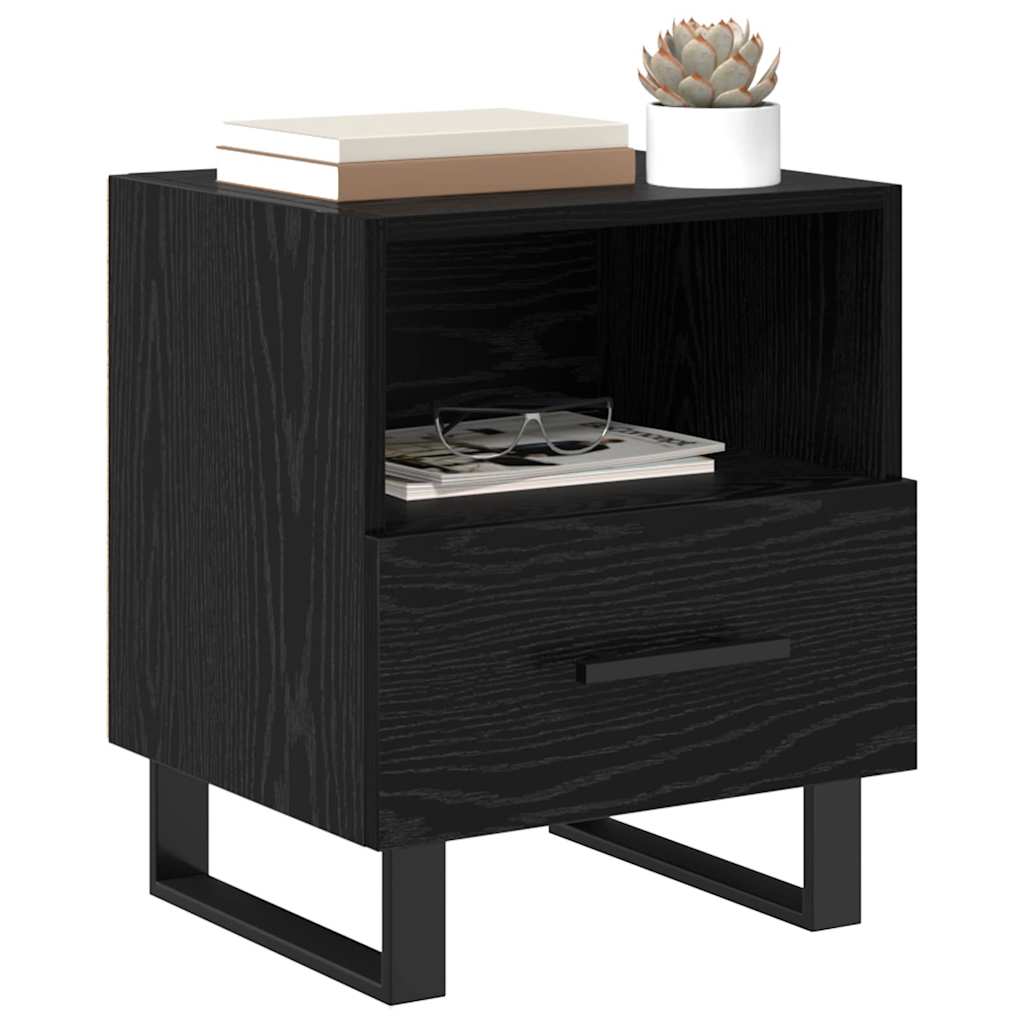 Nachttisch Schwarz Eichen-Optik 40 x 35 x 47,5 cm Holzwerkstoff
