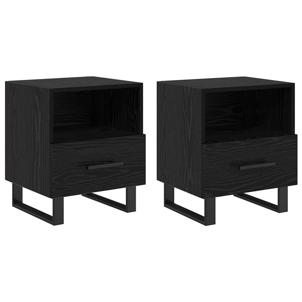 Nachttisch 2 pcs Schwarz Eichen-Optik 40 x 35 x 47,5 cm