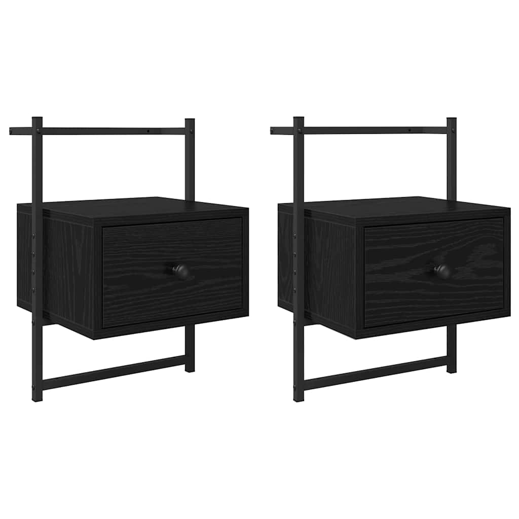 Nachttisch 2 pcs Schwarz Eichen-Optik 35 x 30 x 51 cm