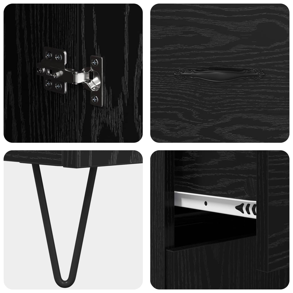 Sideboard Schwarz Eichen-Optik 69,5 x 34 x 90 cm Holzwerkstoff