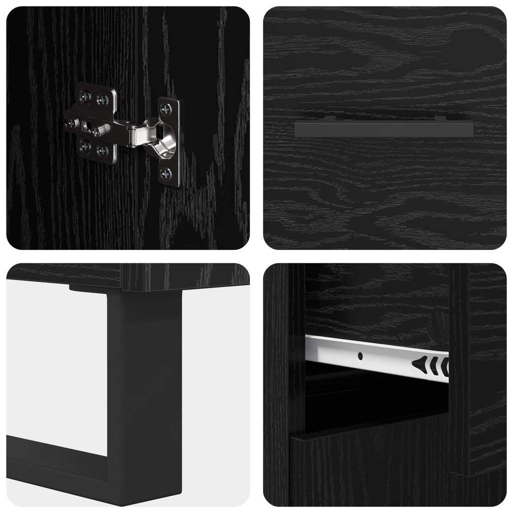 Sideboard Schwarz Eichen-Optik 69,5 x 34 x 90 cm Holzwerkstoff