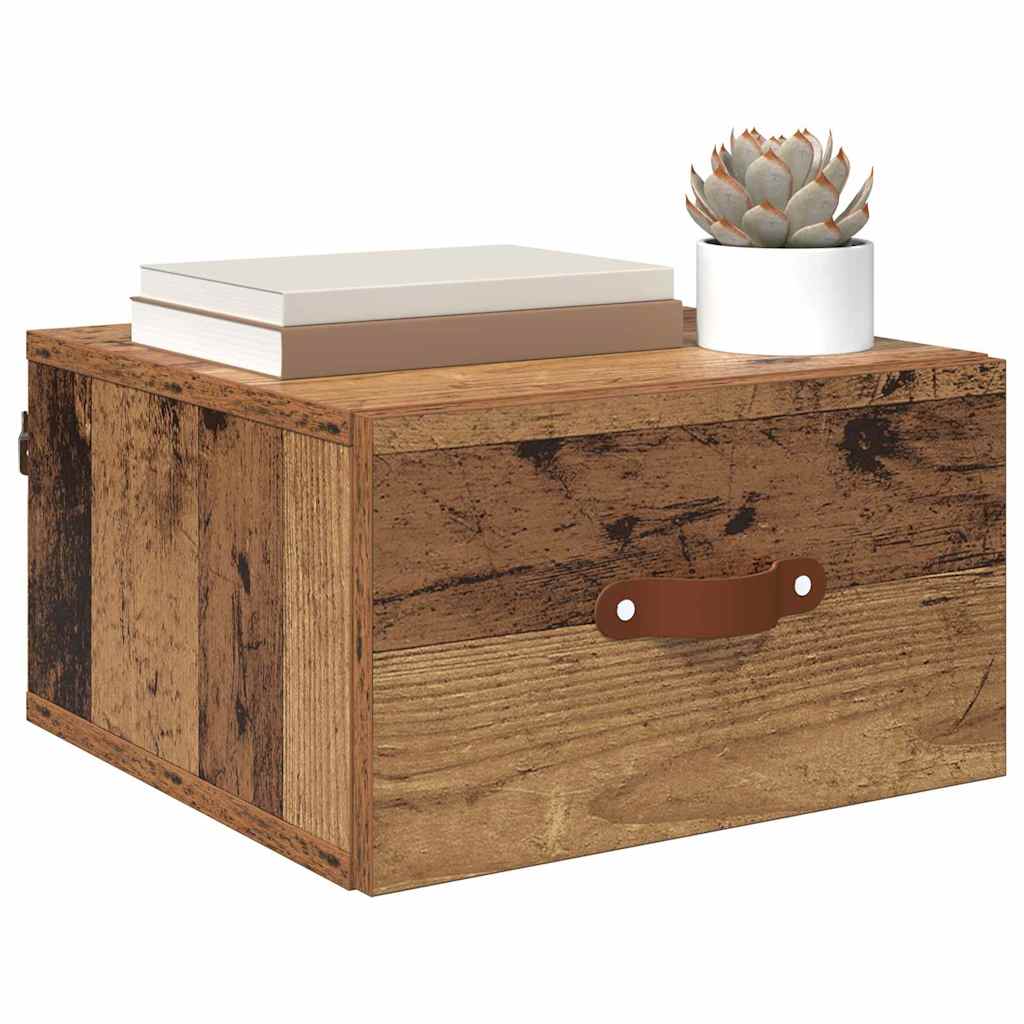 Wandmontiertes Nachttischchen Altholz 35 x 35 x 20 cm