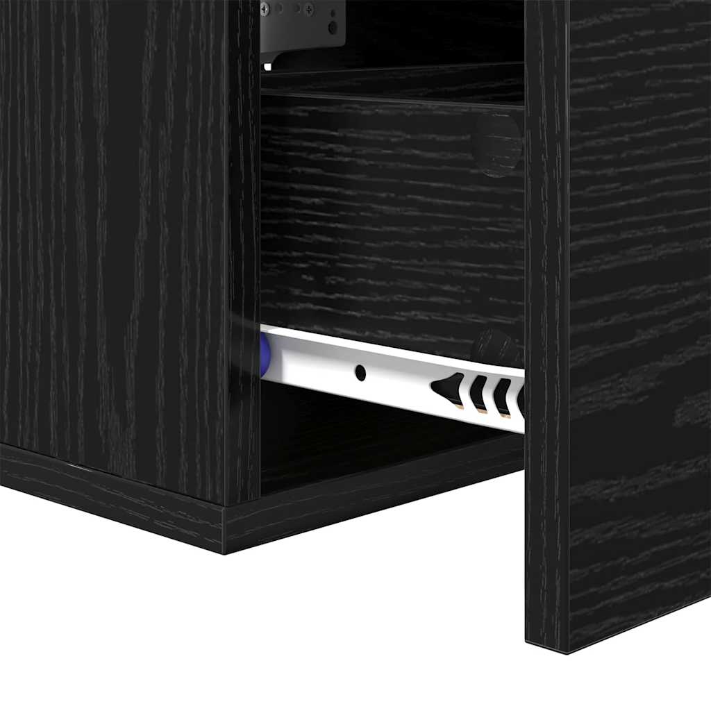 Nachttisch 2 pcs Schwarz Eichen-Optik 35 x 35 x 20 cm