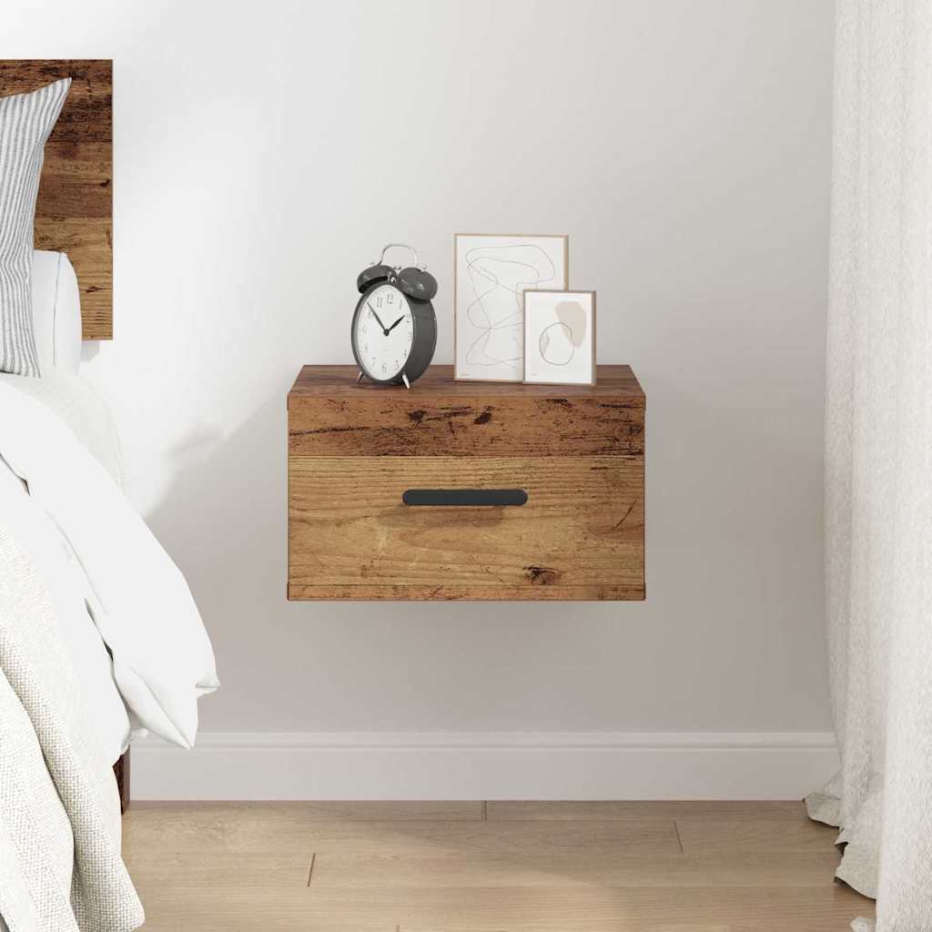 Nachttisch Wandmontiert Altholz 35 x 35 x 20 cm Holzwerkstoff