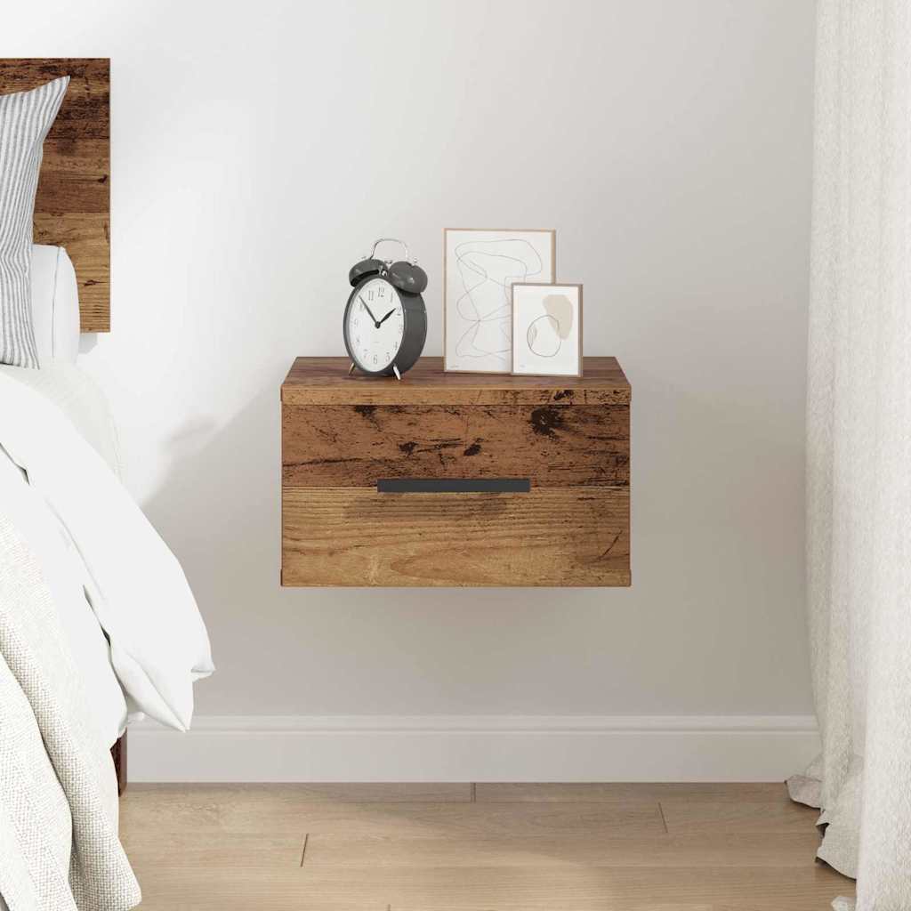 Nachttisch Wandmontiert Altholz 35 x 35 x 20 cm Holzwerkstoff