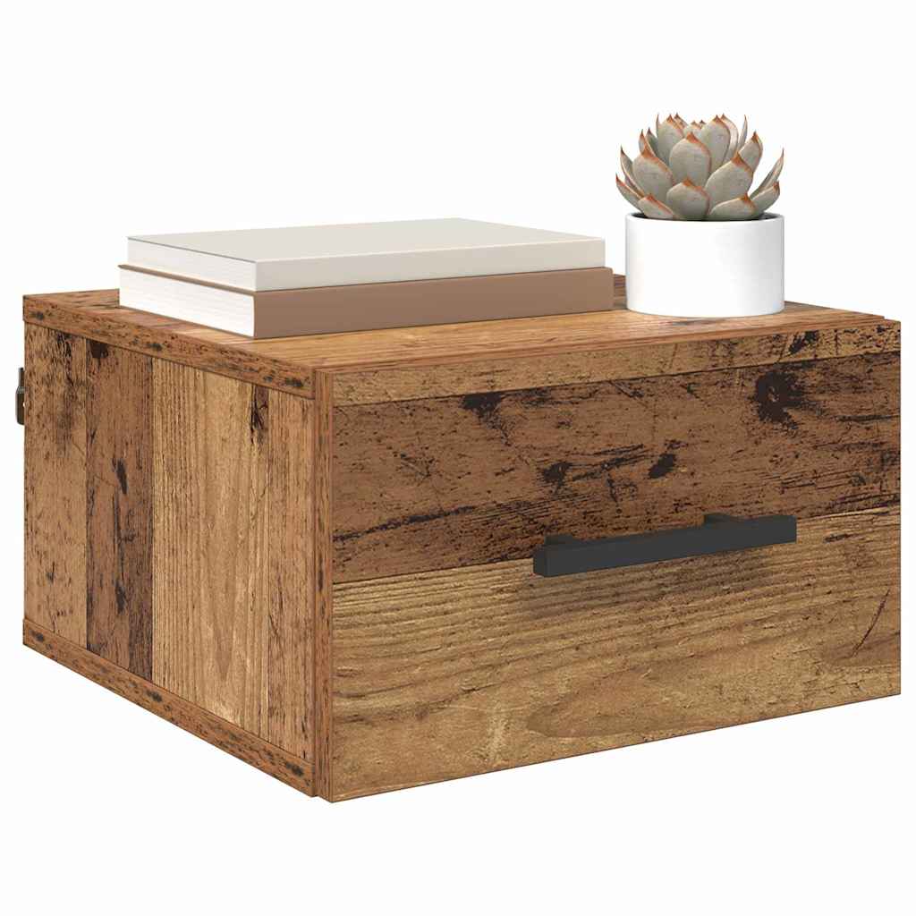 Nachttisch Wandmontiert Altholz 35 x 35 x 20 cm Holzwerkstoff
