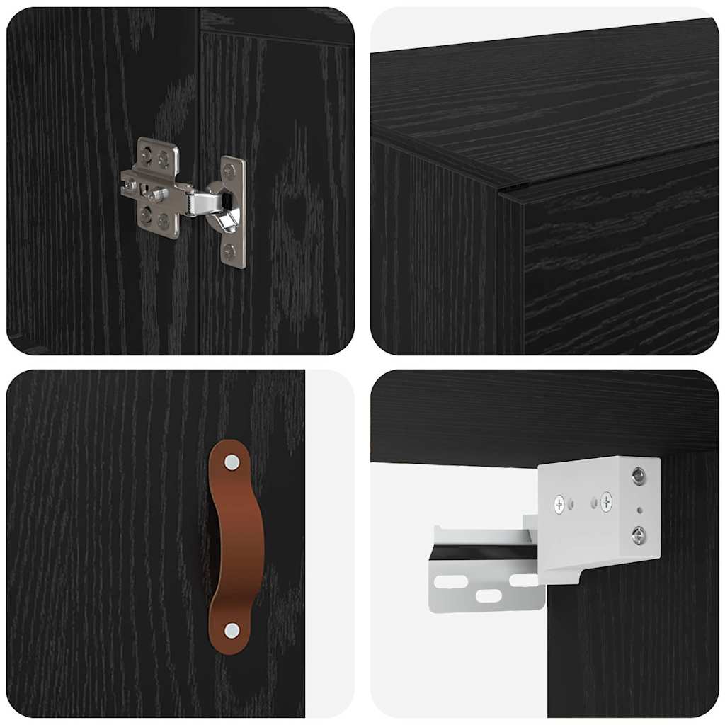 Wandschrank Schwarz Eichen-Optik 69,5 x 34 x 90 cm