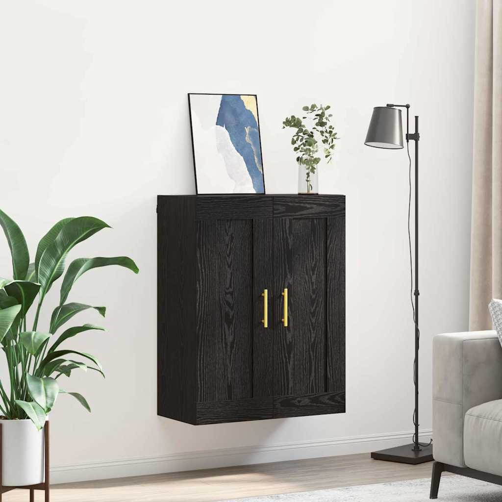 Wandschrank Schwarz Eichen-Optik 69,5 x 34 x 90 cm