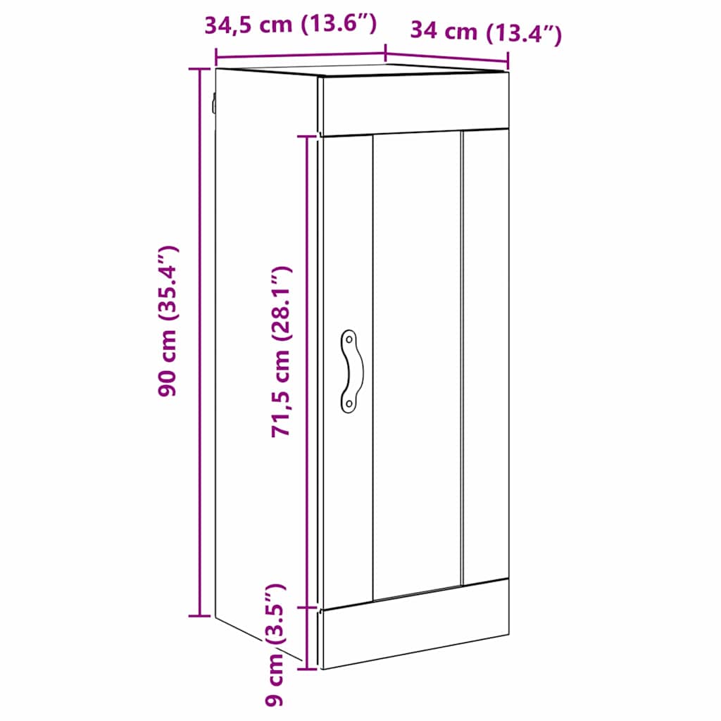 Wandschrank Artisan-Eiche 34,5 x 34 x 90 cm Holzwerkstoff