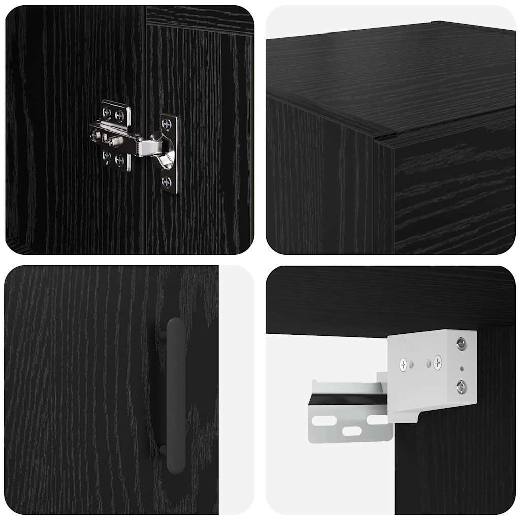 Wandschrank Schwarz Eichen-Optik 34,5 x 34 x 90 cm
