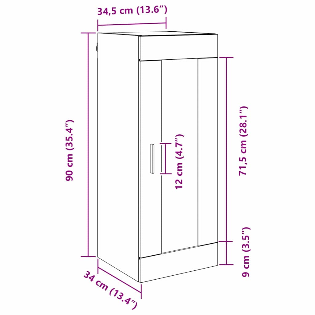 Wandschrank Artisan-Eiche 34,5 x 34 x 90 cm Holzwerkstoff
