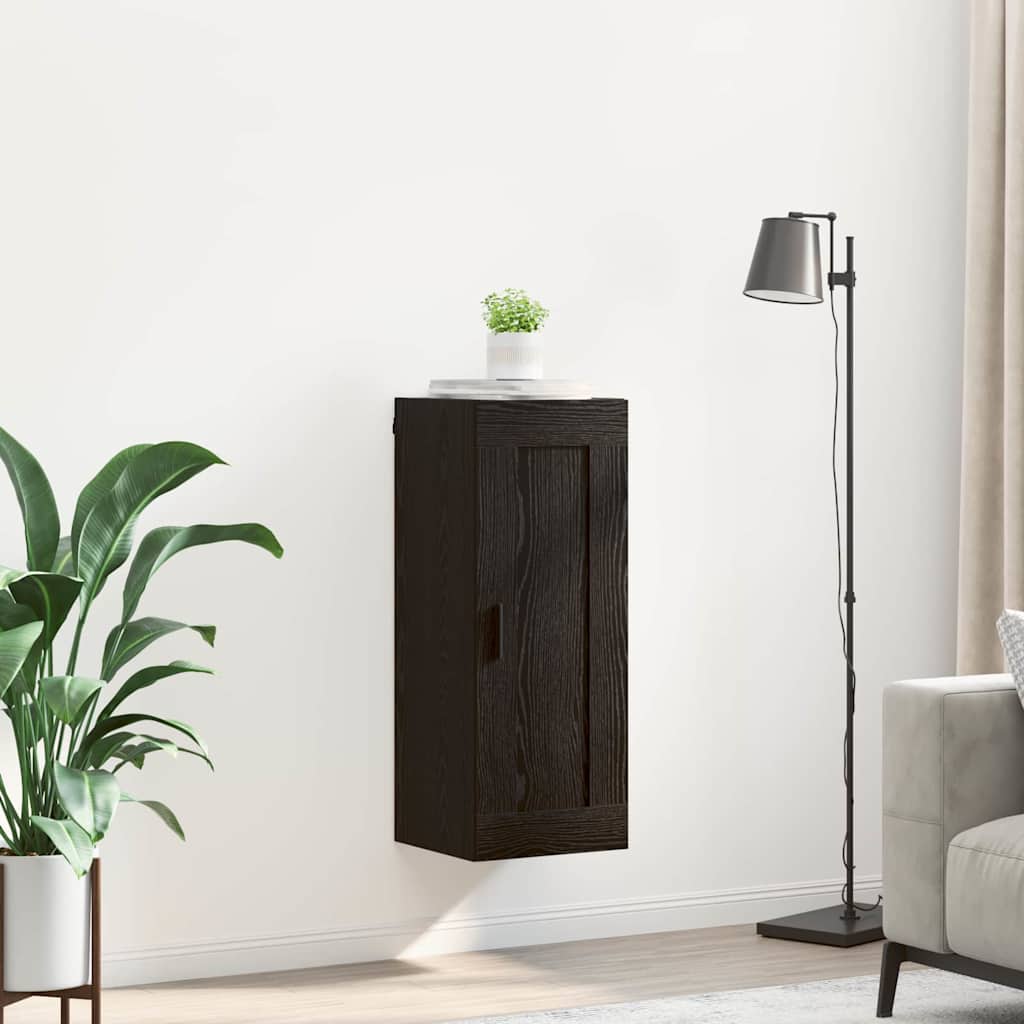 Wandschrank Schwarz Eichen-Optik 34,5 x 34 x 90 cm