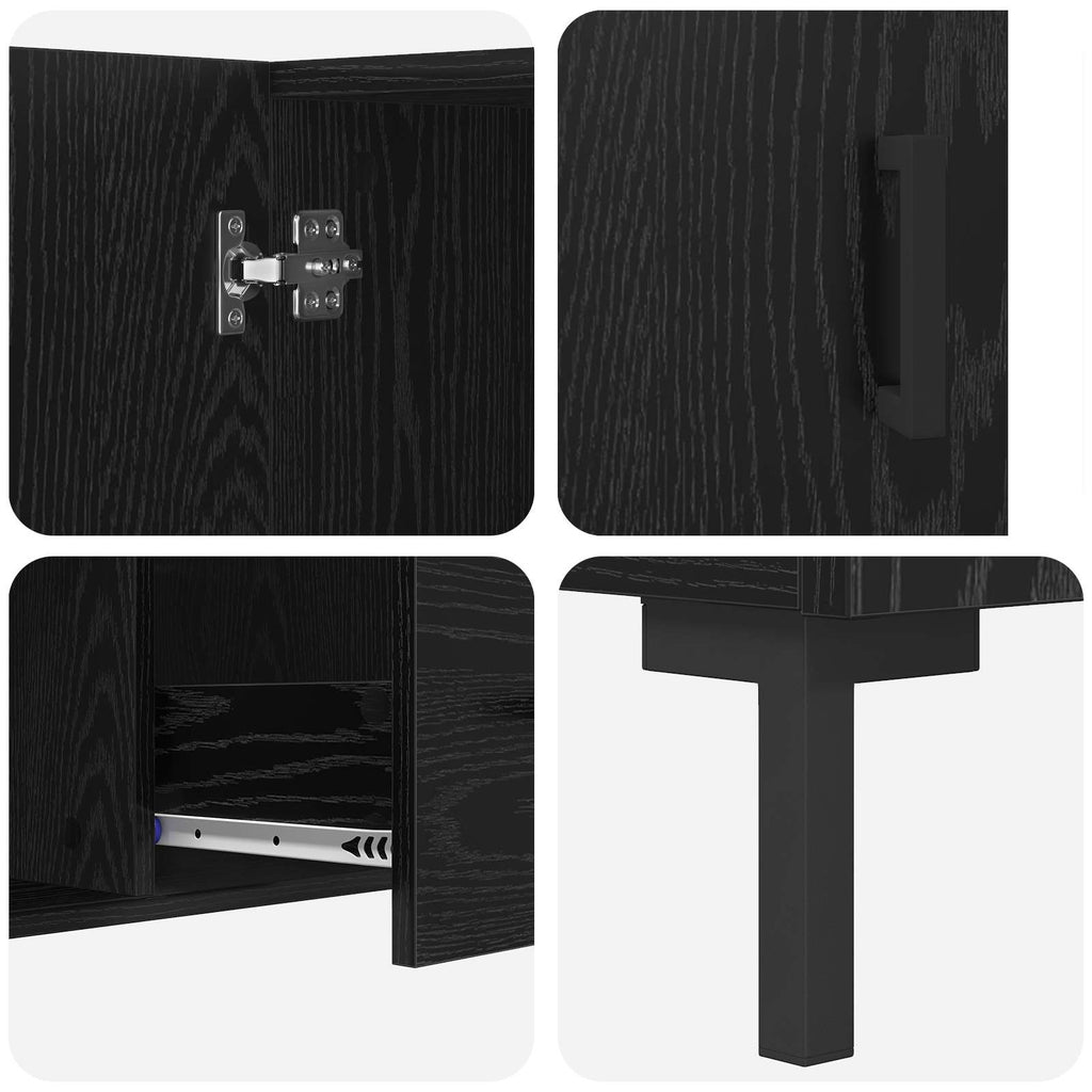 Sideboard Schwarz Eichen-Optik 100 x 36 x 60 cm Holzwerkstoff