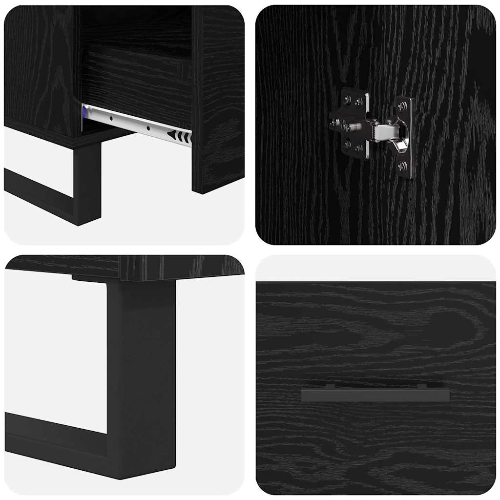 Highboard Schwarz Eichen-Optik 69,5 x 30 x 115 cm Holzwerkstoff