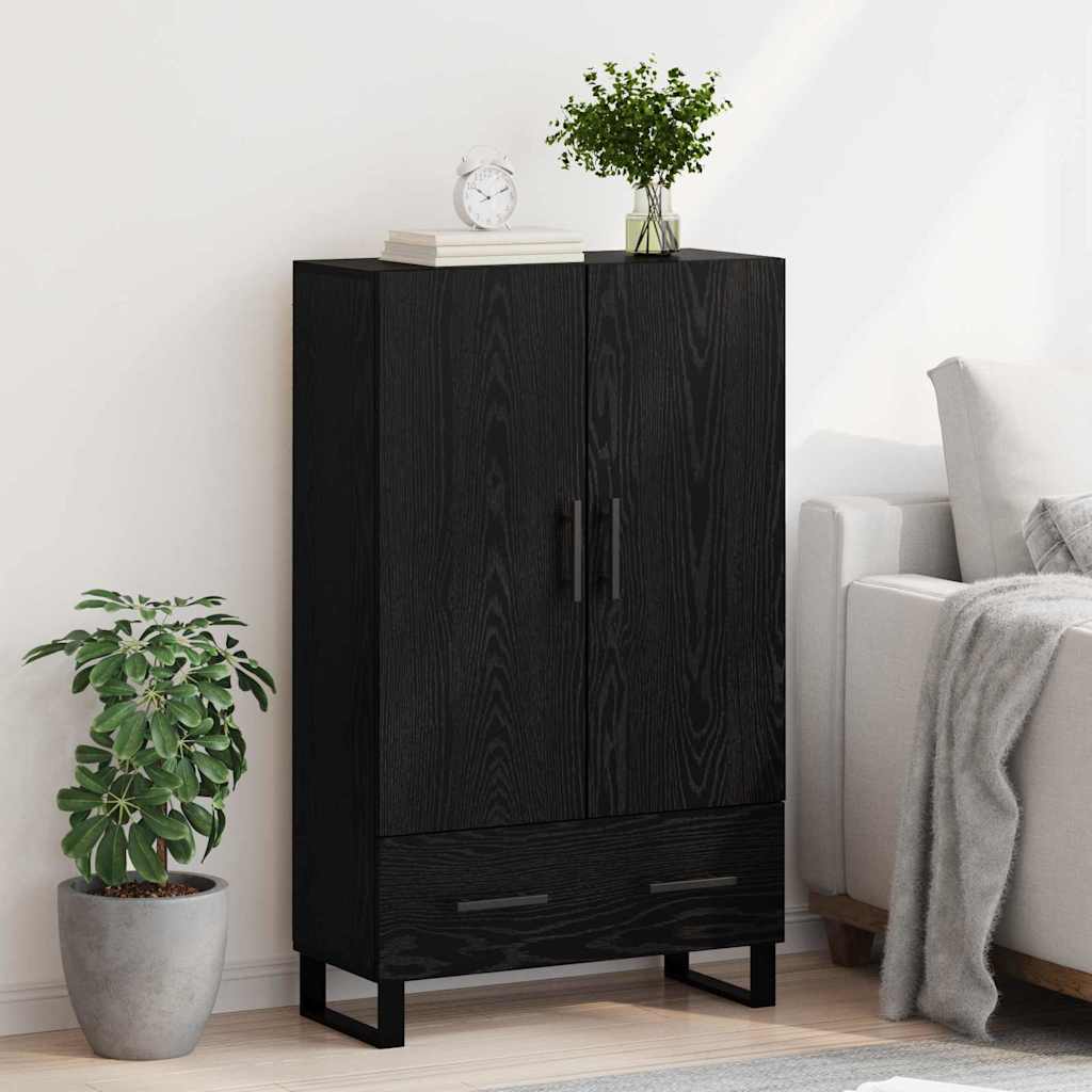 Highboard Schwarz Eichen-Optik 69,5 x 30 x 115 cm Holzwerkstoff