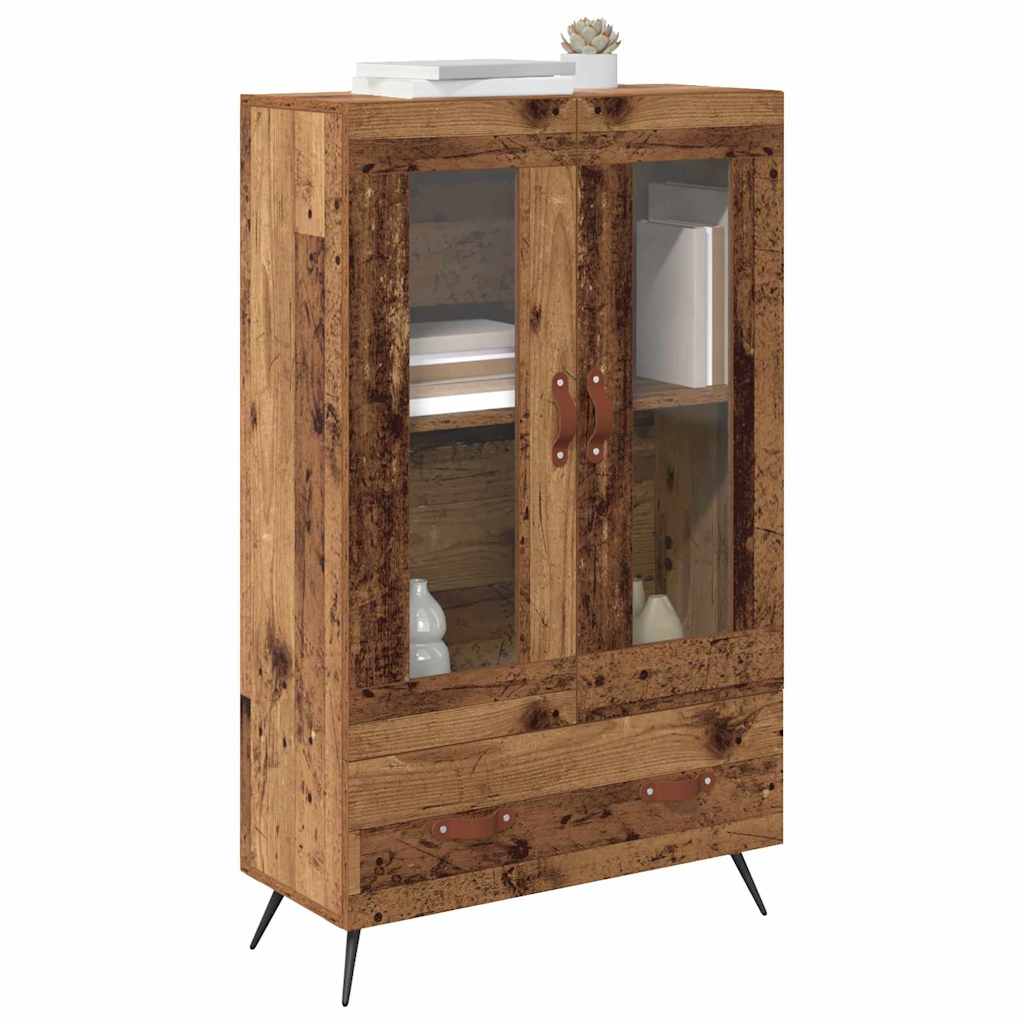 Highboard Altholz 69,5 x 31 x 115 cm Engineered Wood und Glas