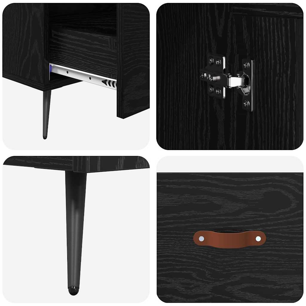 Highboard Schwarz Eichen-Optik 69,5 x 31 x 115 cm