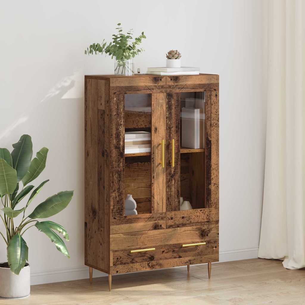 Highboard Altholz 69,5 x 31 x 115 cm Engineered Wood und Glas