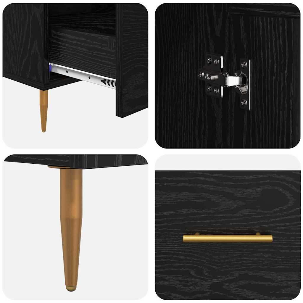 Highboard Schwarz Eichen-Optik 69,5 x 31 x 115 cm
