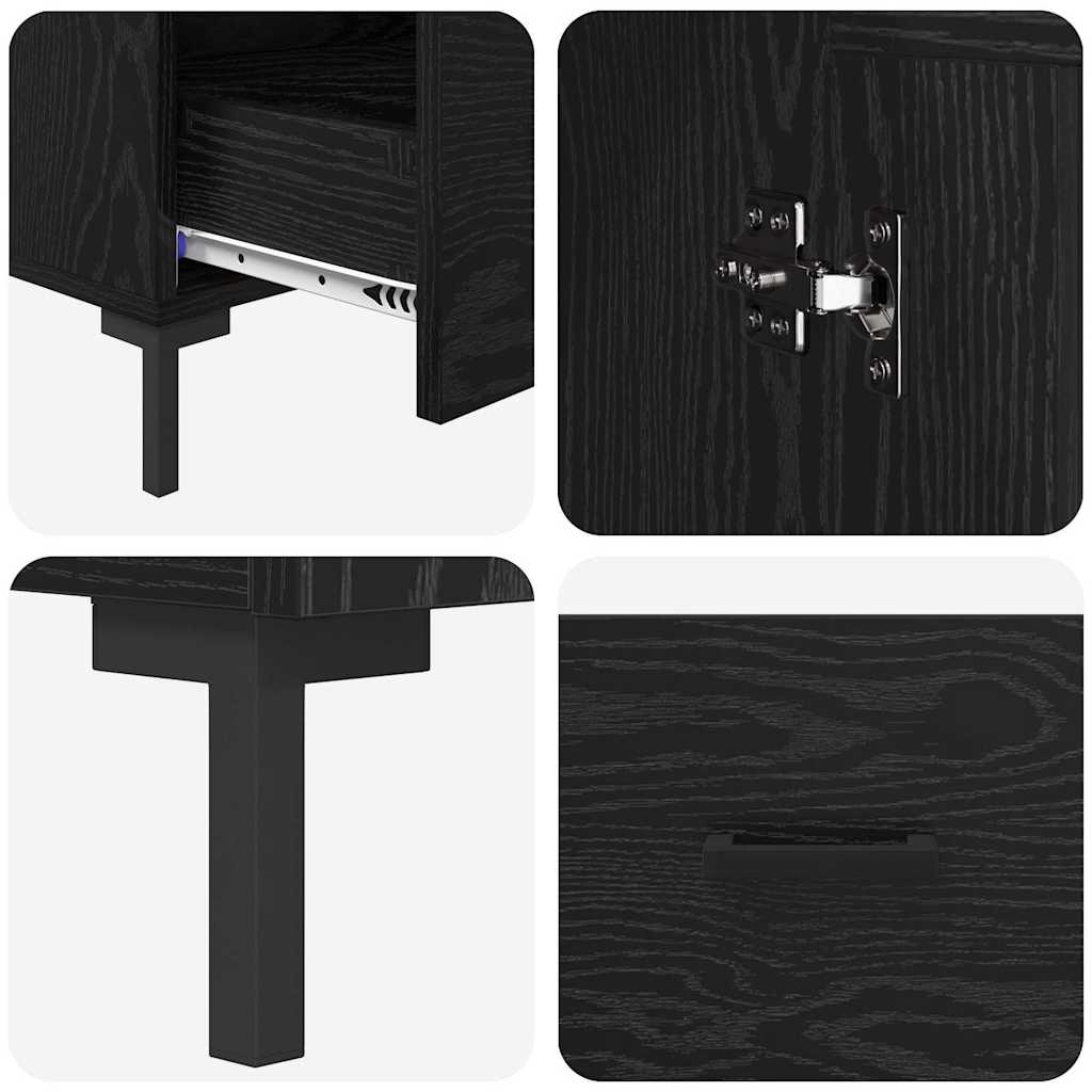 Highboard Schwarz Eichen-Optik 69,5 x 31 x 115 cm Holzwerkstoff