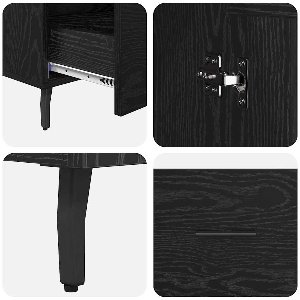 Highboard Schwarz Eichen-Optik 69,5 x 31 x 115 cm Holzwerkstoff