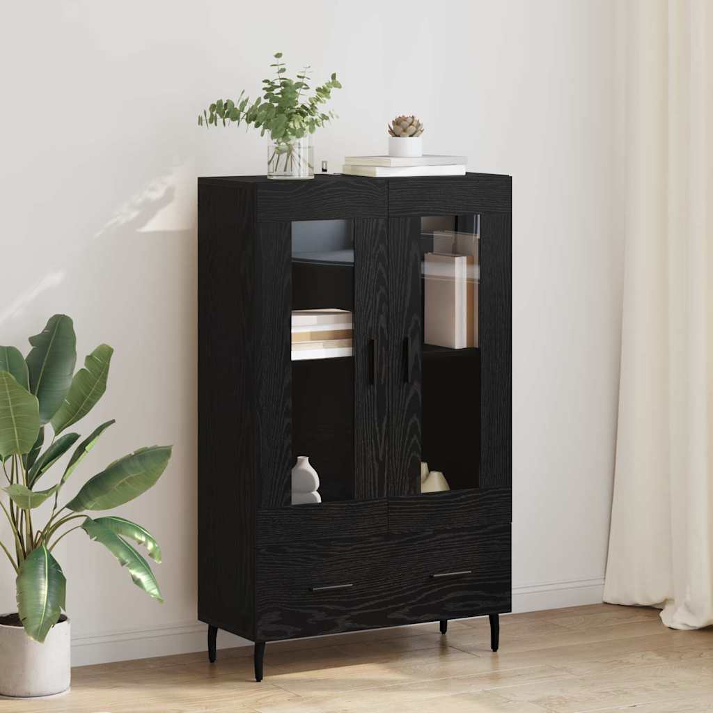 Highboard Schwarz Eichen-Optik 69,5 x 31 x 115 cm Holzwerkstoff