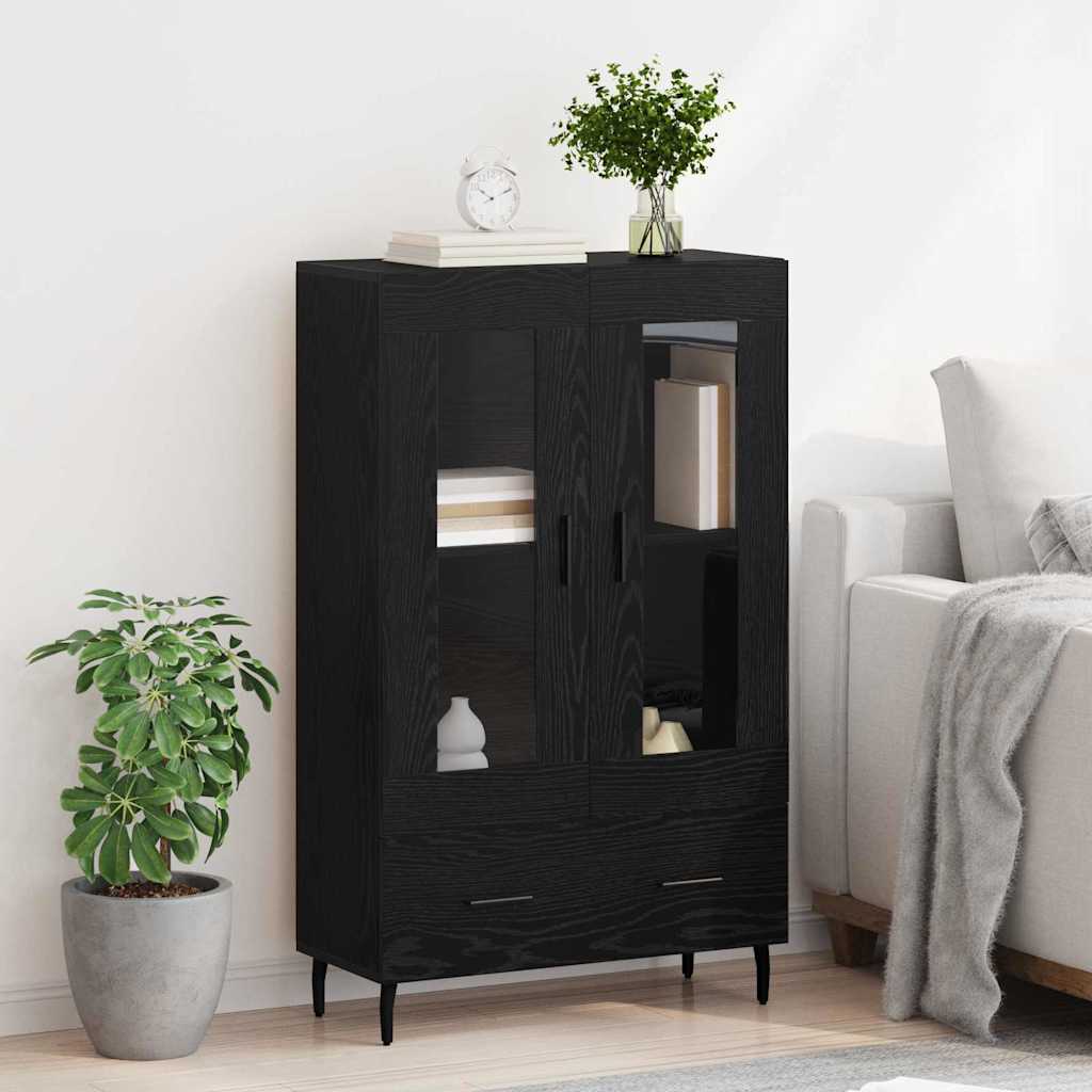 Highboard Schwarz Eichen-Optik 69,5 x 31 x 115 cm Holzwerkstoff