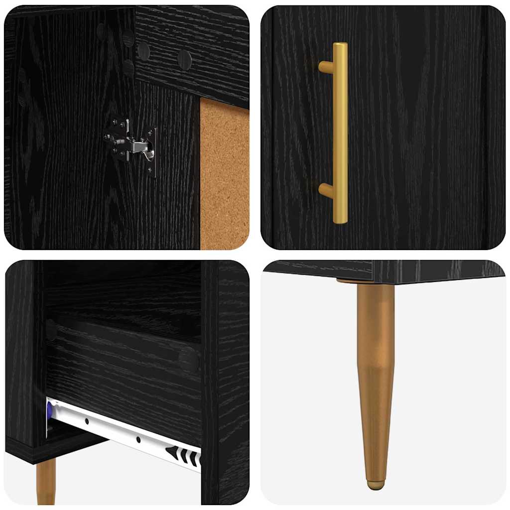 Highboard Schwarz Eichen-Optik 69,5 x 31 x 115 cm Holzwerkstoff