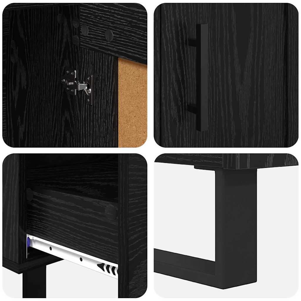 Highboard Schwarz Eichen-Optik 69,5 x 31 x 115 cm Holzwerkstoff