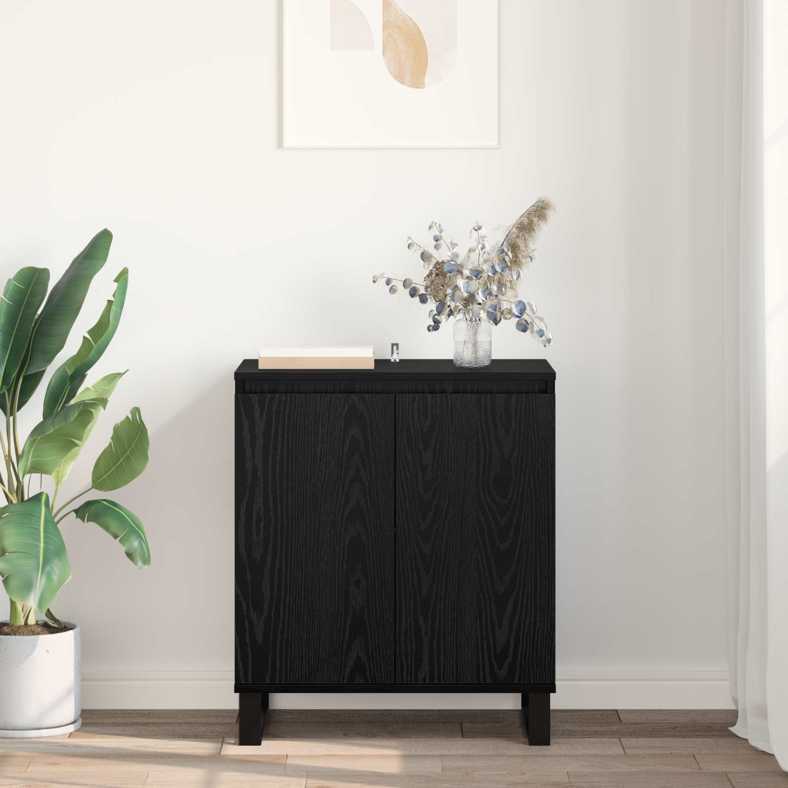 Sideboard Schwarz Eichen-Optik 60 x 35 x 70 cm Holzwerkstoff
