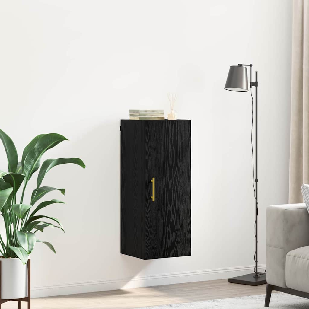 Wandschrank Schwarz Eichen-Optik 34,5 x 34 x 90 cm