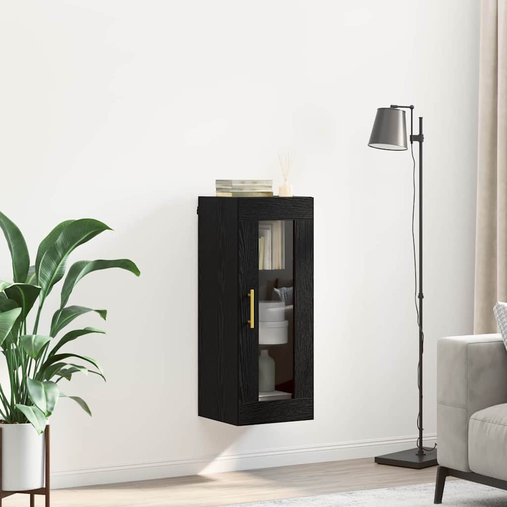 Wandschrank Schwarz Eichen-Optik 34,5 x 34 x 90 cm
