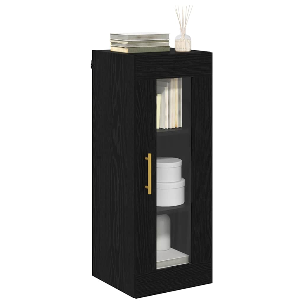 Wandschrank Schwarz Eichen-Optik 34,5 x 34 x 90 cm
