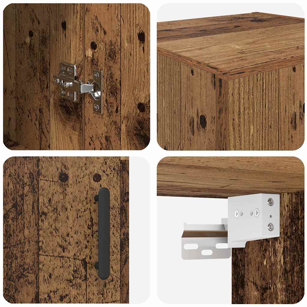 Wandschrank Altholz 34,5 x 34 x 90 cm Engineered Wood und Glas